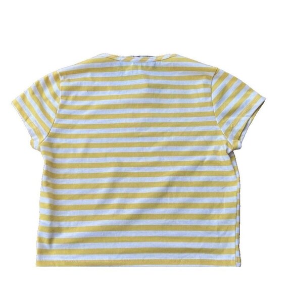 After Party by Nasty Gal Womens Yellow Striped Crop Top Tee T-Shirt Size S - Picture 2 of 15